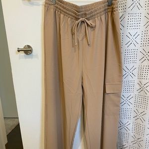 Beige Draw String Jogger Dress Pants